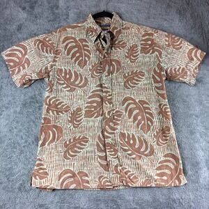 Reyn Spooner Phil Edwards M Hawaiian Shirt‎ Short Sleeve Tropical Leaf Print